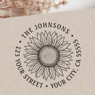 Carimbo Auto Entintado Endereço para devolução de girassol