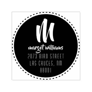 Carimbo Auto Entintado Endereço Personalizado de Script de Monograma do C