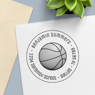 Carimbo Auto Entintado Endereço Redondo de Bola de Basquetebol