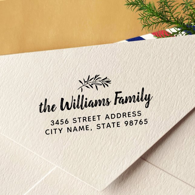 Carimbo Auto Entintado Endereço Rustic Olive Branch Return (Criador carregado)