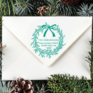 Carimbo Auto Entintado Endereço simples de devolução de wreath de Natal