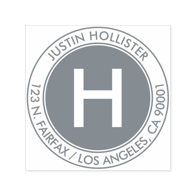 Carimbo Auto Entintado Endereço Simples e Monograma Inicial #2 (Design)