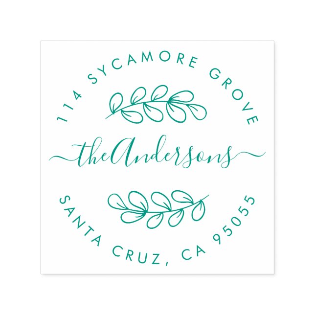 Carimbo Auto Entintado Endereços de Retorno de Nome da Família Wreath Des (Design)