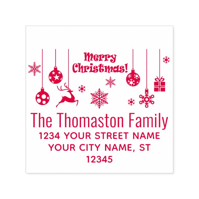 Carimbo Auto Entintado Enfeites de natal Nome do Floco de Neve Endereço d (Design)