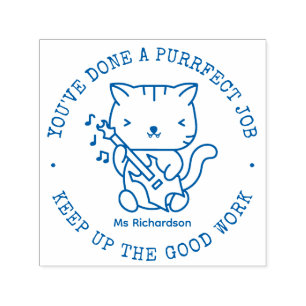 Carimbo Auto Entintado Engraçado Gato Gatinho Bonito Professor de Trabalh