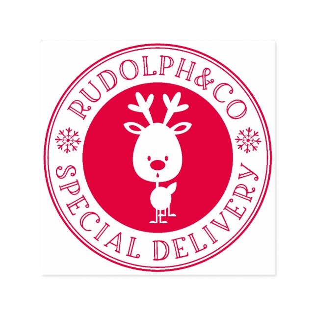 Carimbo Auto Entintado Entrega Especial de Natal para Reindeer (Design)