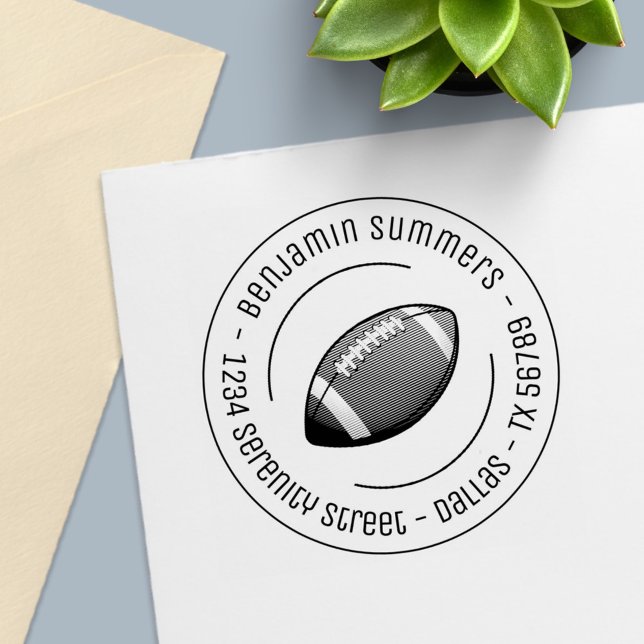 Carimbo Auto Entintado Entrevista com a Bola de Futebol Americana (Criador carregado)