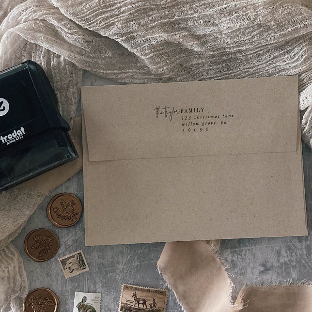 Carimbo Auto Entintado Envelope de cartão de feriado da família Chic mode (Criador carregado)