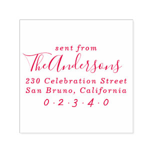 Carimbo Auto Entintado Enviado Do Nome Da Família Script Endereço De Reto