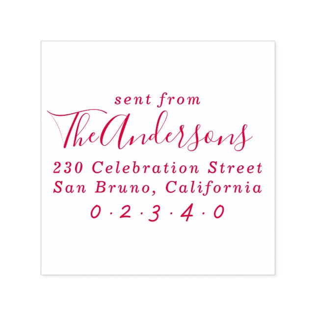 Carimbo Auto Entintado Enviado Do Nome Da Família Script Endereço De Reto (Design)