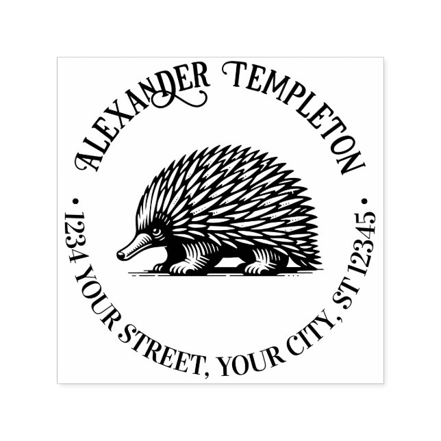 Carimbo Auto Entintado Eriçado Cuteouriço Austrália Nome Endereço de Devo (Design)