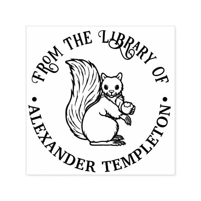 Carimbo Auto Entintado Esquilo de Cuta Russo com Nome de Livro da Bibliot (Design)