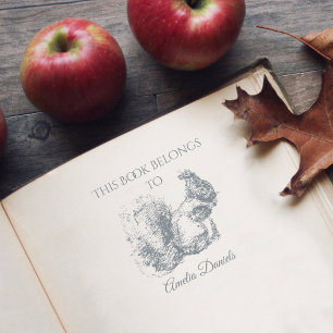 Carimbo Auto Entintado Esquilo Personalizado Este Livro Pertence A