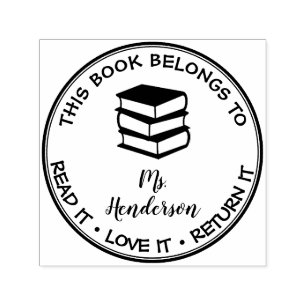 Carimbo Auto Entintado Este Livro Pertence À Biblioteca Personalizada