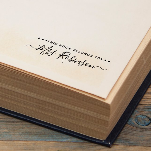 Carimbo Auto Entintado Este Livro Pertence Ao Nome Do Script Manuscrito (This Book Belongs To Handwritten Script Name Self-inking Stamp)