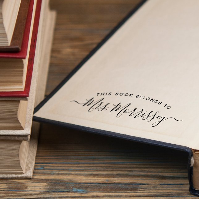 Carimbo Auto Entintado Este Livro Pertence Ao Nome Do Script Manuscrito (This Book Belongs To Handwritten Script Name Self-inking Stamp)