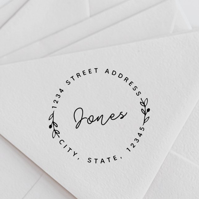 Carimbo Auto Entintado Estilo Desenhado à Mão Nome da Família Redonda End (Criador carregado)