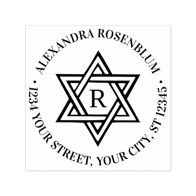 Carimbo Auto Entintado Estrela de Davi #1 Endereço de Retorno Inicial Nom (Design)