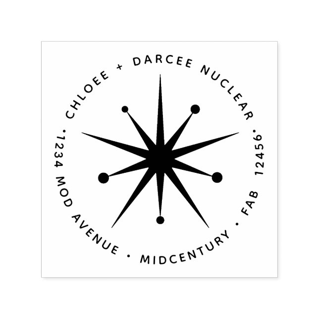 Carimbo Auto Entintado Estrela de Impulso Atômico Moderno do Século Médio (Design)