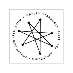 Carimbo Auto Entintado Estrela de Impulso Atômico Moderno do Século Médio