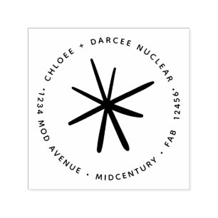 Carimbo Auto Entintado Estrela Nuclear Atômica Moderna Minimalista do Séc