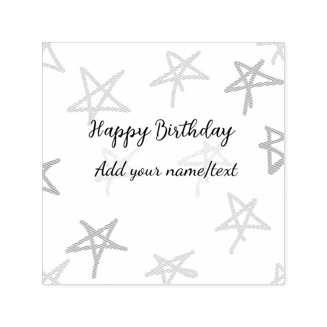 Carimbo Auto Entintado Estrelas coloridas feliz aniversário adicione text (Design)