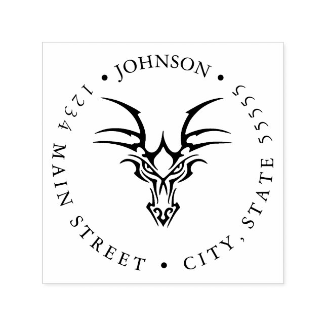 Carimbo Auto Entintado Etiqueta de devolução do dragão chinês feroz (Design)