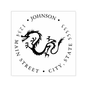 Carimbo Auto Entintado Etiqueta de devolução do dragão chinês feroz