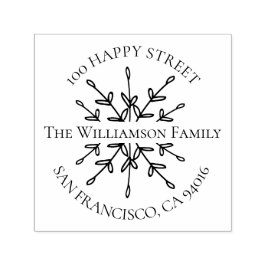 Carimbo Auto Entintado Etiqueta de Endereço de Retorno Elegante com Folha