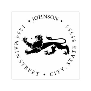 Carimbo Auto Entintado Etiqueta do retorno da heráldica do leão da