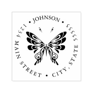 Carimbo Auto Entintado Etiqueta floral preto e branco do retorno da