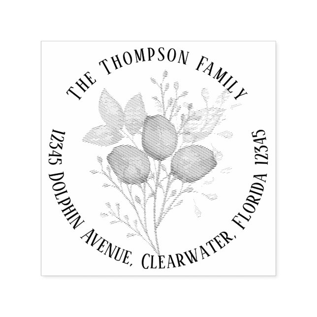 Carimbo Auto Entintado Euacalyptus Modern Classe Simples Endereço de Reto (Design)