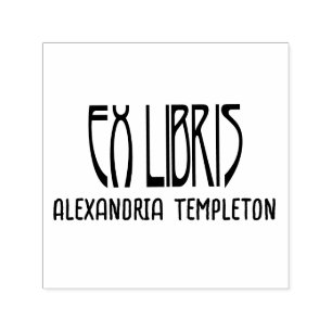 Carimbo Auto Entintado Ex-Libris Art Deco Vintage Texto #3 Biblioteca