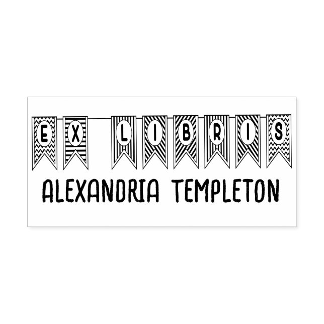 Carimbo Auto Entintado Ex Libris Bunting Pennant Sinalizar Biblioteca Nom (Design)