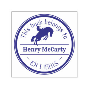 Carimbo Auto Entintado Ex-Libris   Cowboy Rodeo Horse