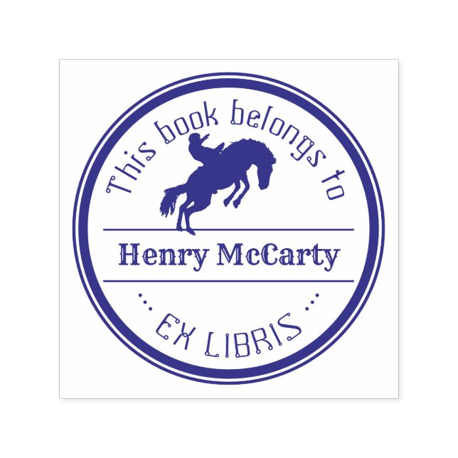 Carimbo Auto Entintado Ex-Libris | Cowboy Rodeo Horse (Design)