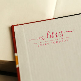 Carimbo Auto Entintado Ex Libris Escrito à Mão Vermelho Nome Personalizad