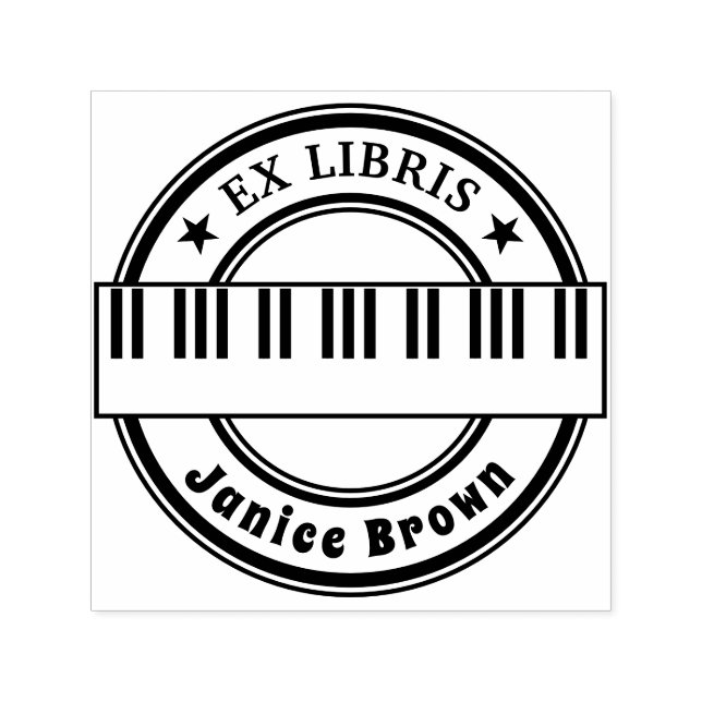 Carimbo Auto Entintado Ex Libris with Piano Keys | music (Design)