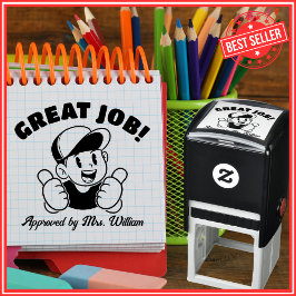 Carimbo Auto Entintado Excelente Cartoon Aperta Encorajamento Professor