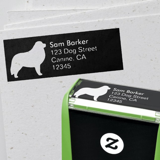 Carimbo Auto Entintado Excelente Pirenéus Cão Raça Silhueta Endereço de D (Criador carregado)