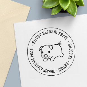 Carimbo Auto Entintado Executando o Piglet Pig Endereço Comercial 1