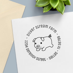 Carimbo Auto Entintado Executando o Piglet Pig Endereço Comercial 2