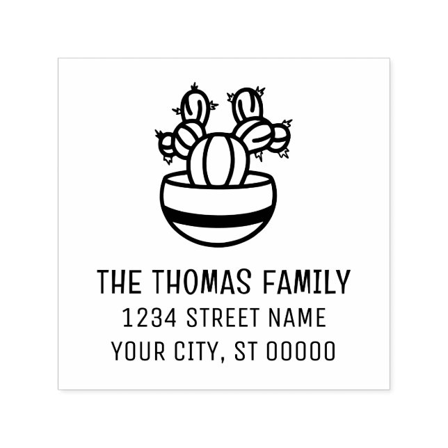 Carimbo Auto Entintado Fábrica russa de cactus no Pote nº 3 Endereço (Design)