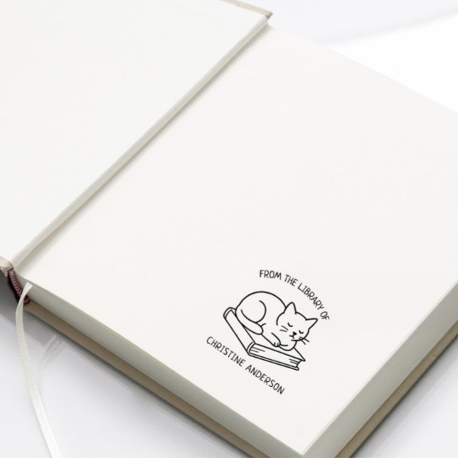 Carimbo Auto Entintado Faça o seu | Gato Cinto | Da Biblioteca De (Criador carregado)