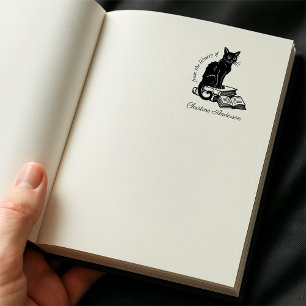 Carimbo Auto Entintado Faça o seu   Gato Cinto   Da Biblioteca De