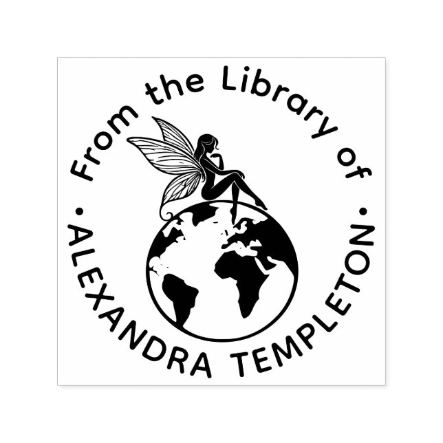 Carimbo Auto Entintado Fada Sentada no Topo do Mundo #1 (Design)