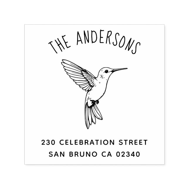 Carimbo Auto Entintado Família Hummingbird Endereço Delicado Doce (Design)