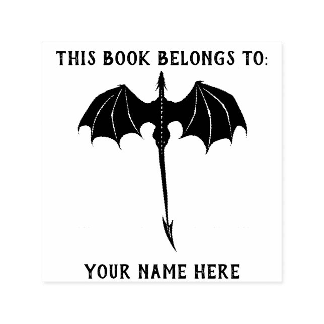 Carimbo Auto Entintado Fantasia de Dragão Tribal Negro (Design)