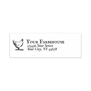 Carimbo Auto Entintado Farmhouse Hen Logotipo Devolução Endereço Vinta