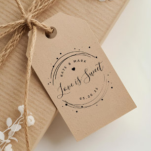 Carimbo Auto Entintado Favor de casamento Moderno Circular Love is Sweet